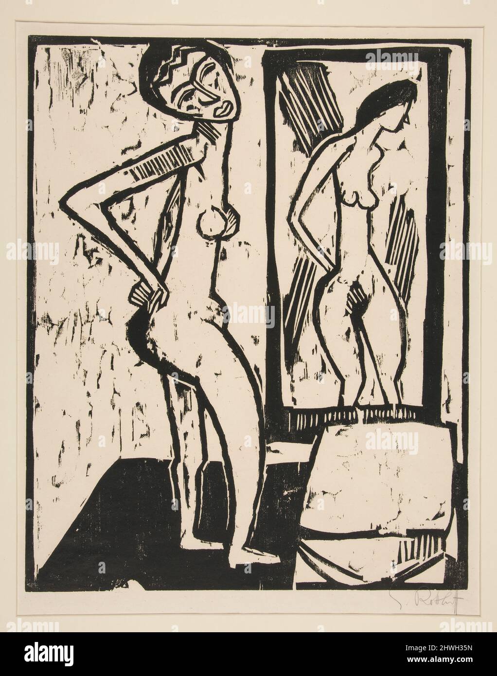 Mädchen vor dem Spiegel. Künstler: Karl Schmidt-Rottluff, Deutsch, 1884–1976 Stockfoto