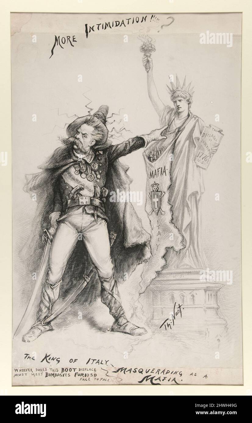 Der König von Italien, der sich als Mafia maskiert. Künstler: Thomas Nast, Amerikaner, 1840–1902 Stockfoto