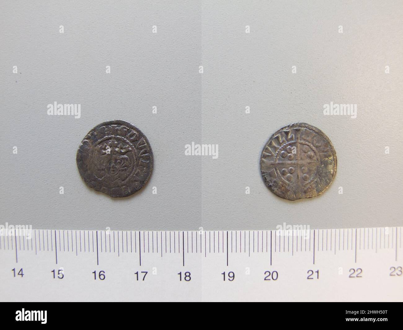 1 Penny von Edward I. aus Newcastle. Herrscher: Edward I., König von England, 1239–1307, regiert 1272–1307 Münzstätte: Newcastle Künstler: Unbekannt Stockfoto