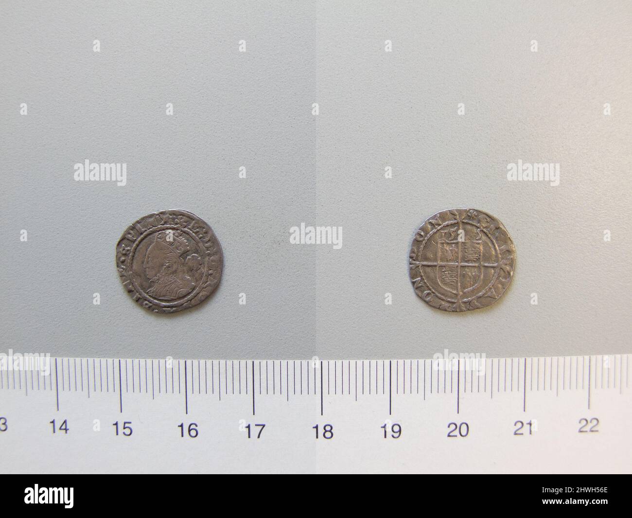 3 Halbpence von Elisabeth I., Königin von England aus London. Herrscher: Elizabeth I., Königin von England, Britin, 1533–1603, regiert 1558–1603 Münzstätte: London Künstler: Unbekannt Stockfoto