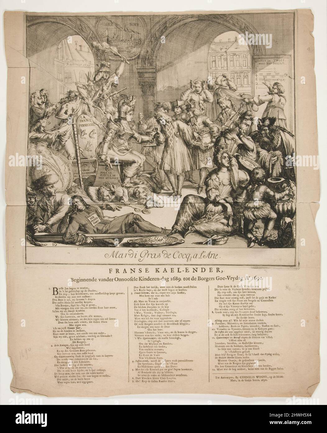 Mardi Gras de Cocq a l’Ane. Künstler: Cornelis Woons, Flämisch, 1621–1673 Stockfoto