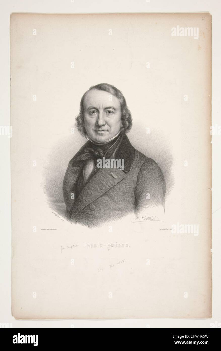 Porträt von J.B. Paulin-Guerin. Künstler: Zéphirin Félix Jean Marius Belliard, französisch, 1798–1843After: Paulin Guerin, französisch, 1783–1855Printer: Auguste Bry, Französisch, 1805–1880 Stockfoto