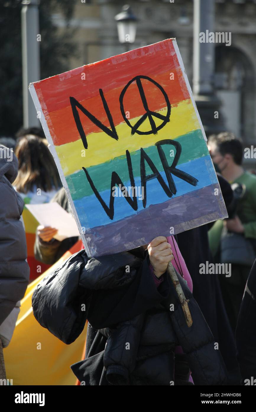 5.. März 2022 Anti-Kriegs-Protest - Menschen in Rom Italien demonstrieren gegen den Krieg in der Ukraine. Stockfoto