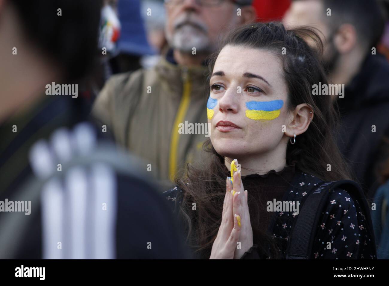 5.. März 2022 Anti-Kriegs-Protest - Menschen in Rom Italien demonstrieren gegen den Krieg in der Ukraine. Stockfoto