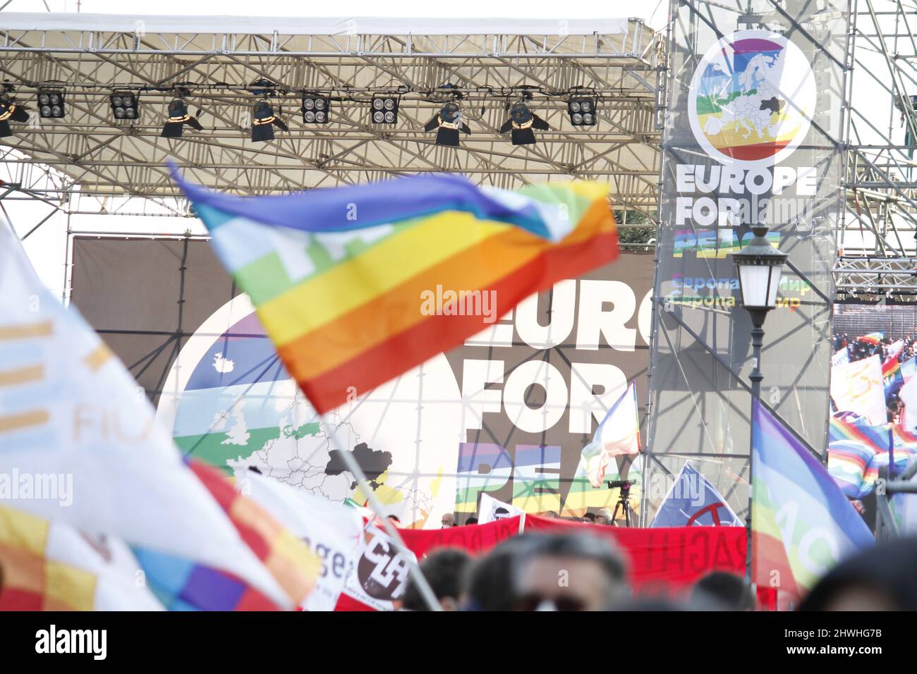 5.. März 2022 Anti-Kriegs-Protest - Menschen in Rom Italien demonstrieren gegen den Krieg in der Ukraine. Stockfoto