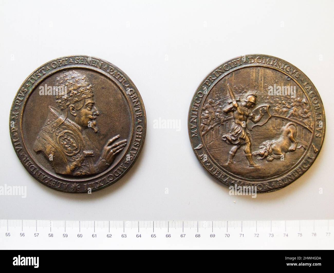 Cast Medaille von Papst Alexander VII. Thema: Papst Alexander VII., Italienisch, 1599–1667 Künstler: Gioacchino Francesco Travani, Italienisch, 1634–1675 Stockfoto