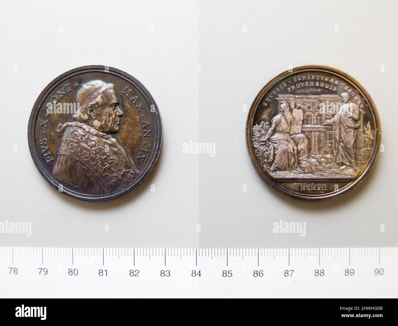 Medaille von Papst Pius X. Künstler: Bianchi, ItalienischHonorand: Pope Pius X., italienisch, 1835–1914 Stockfoto