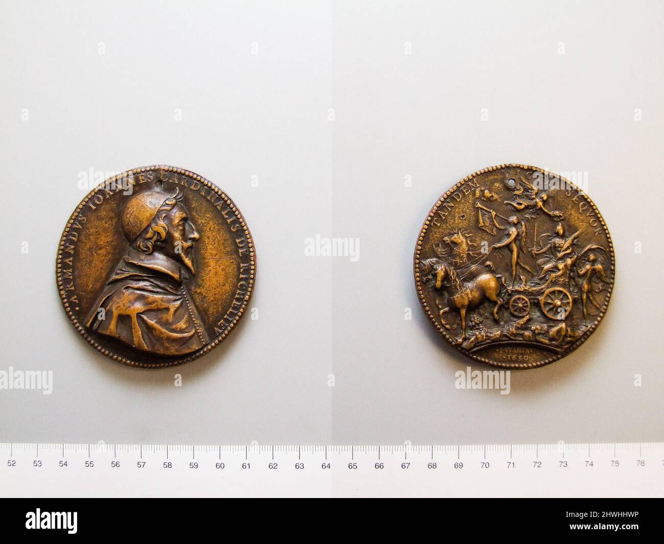 Medaille von Armand Jean, Kardinal de Richlieu, Kanzler von Frankreich. Thema: Armand de Vignerot, duc de Richelieu, Französisch, 1585–1642 Künstler: Jean Warin, Französisch, 1607–1672 Stockfoto