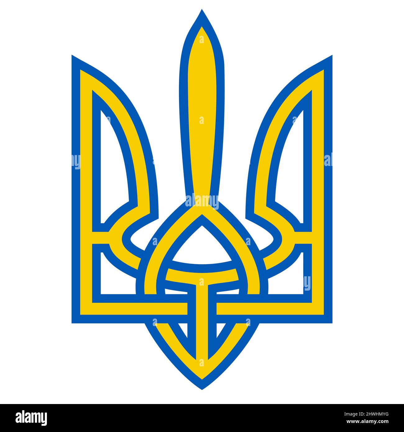 Wappen Ukraine dreizackig gelb blaue Flagge Wappen Symbol Ukraine Stock Vektor
