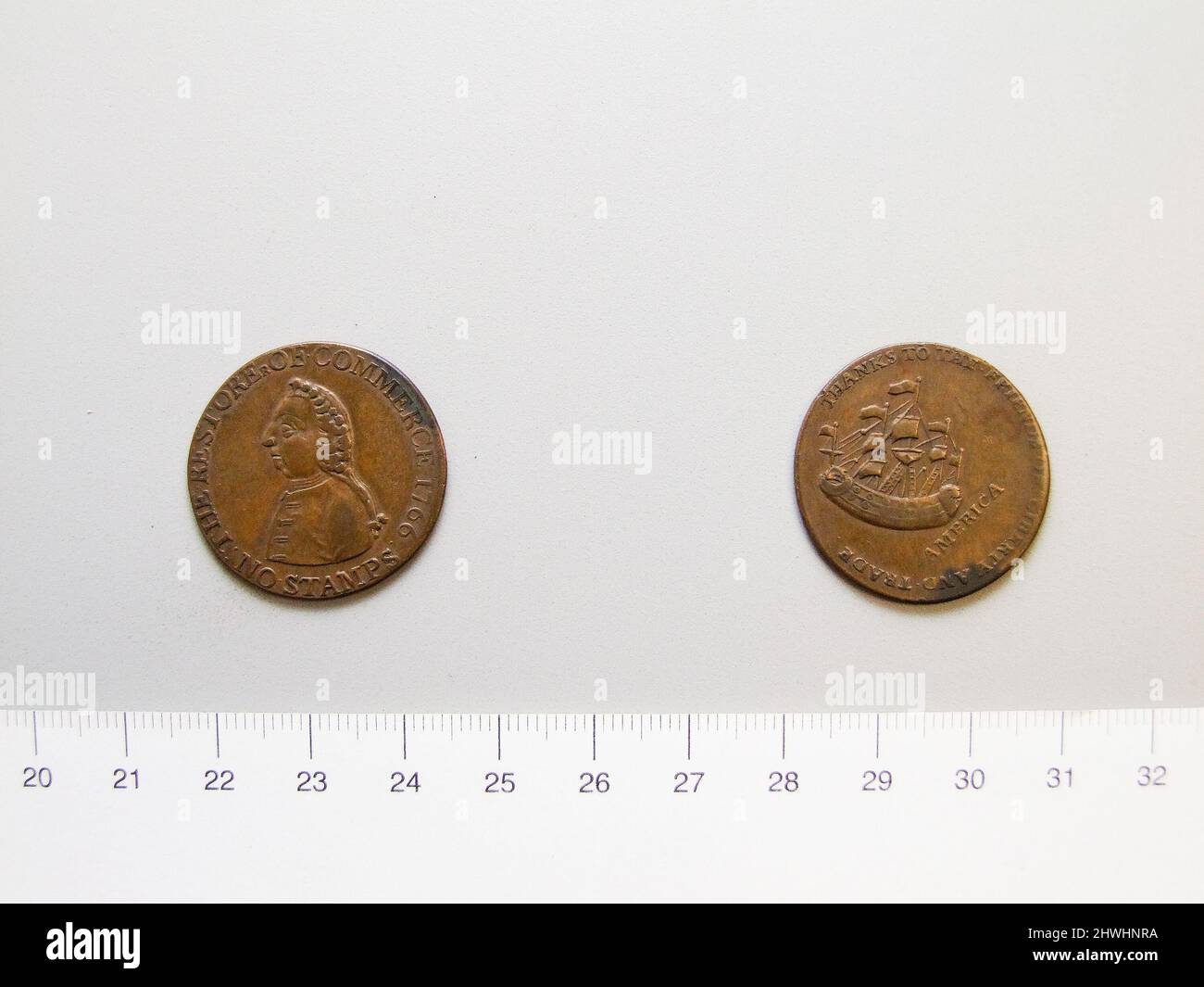 Medaille des Stempelaufhebungsgesetzes. Honorand: William Pitt, Earl of Chatham, Großbritannien, 1708–1778 Stockfoto