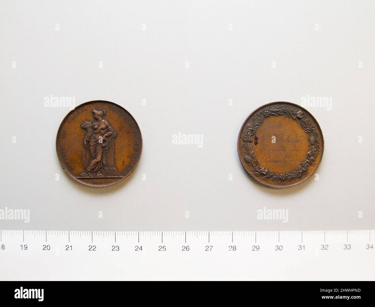 Medaille der belgischen Gartenbaugesellschaft. Thema: Belgische Gartenbaugesellschaft Künstler: Joseph Pierre Braemt, Belgier, 1796–1864 Stockfoto