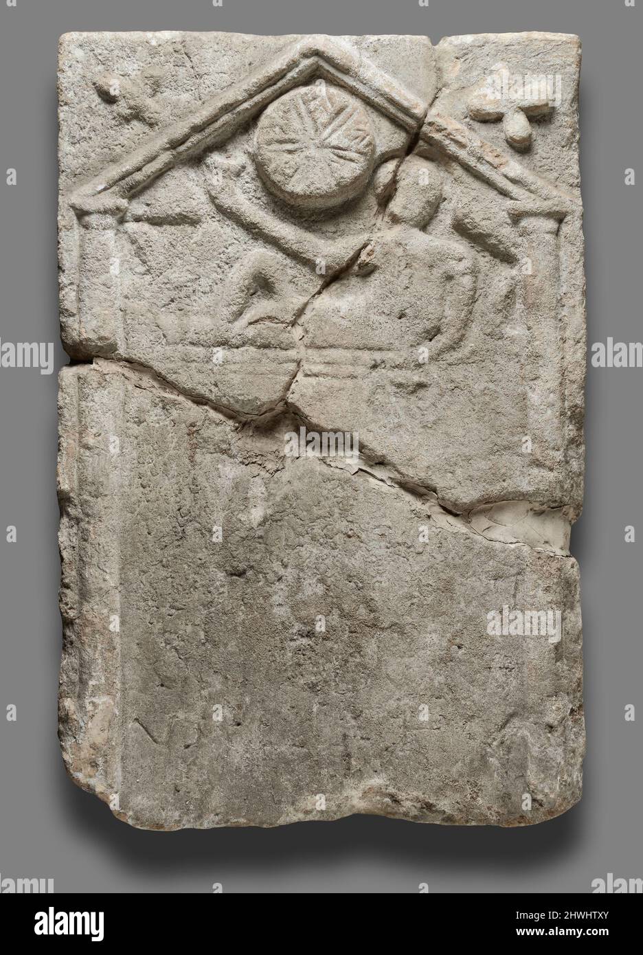 Lateinische Beerdigung Stele mit Bankettszene Stockfoto