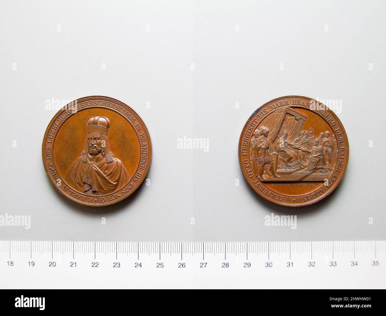 Medaille von Kaiser Karl IV. Betrifft: Wilhelm II., König der Niederlande, 1792–1849, urteilte 1840–49Diesinker: Gottfried Bernhard Loos, deutsch, 1774–1843Diesinker: Heinrich Gube, deutsch, 1805–1848 Stockfoto