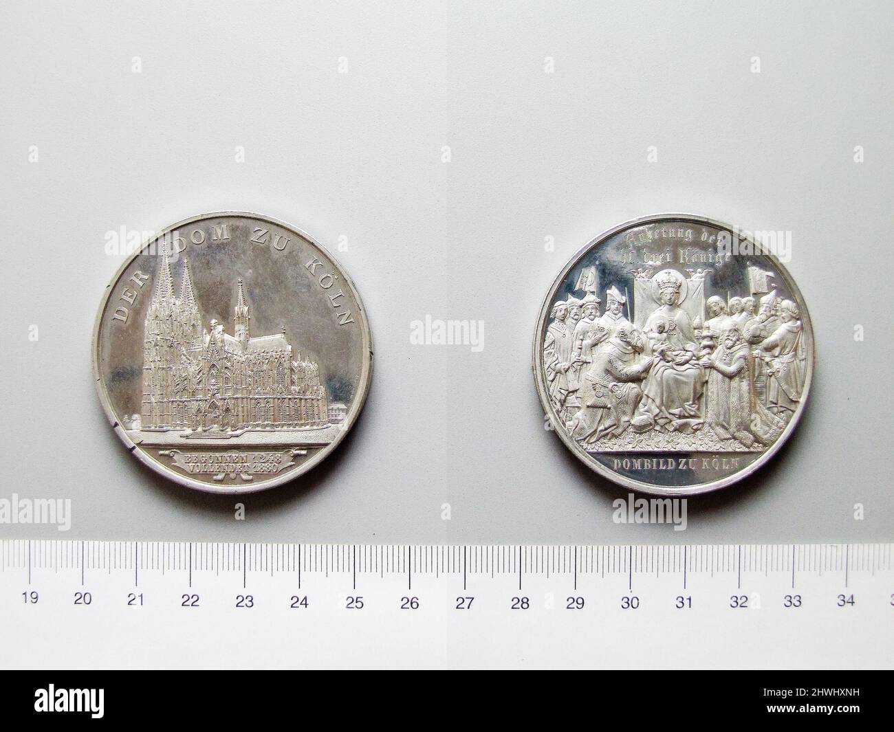 Medaille des Kölner Doms. Thema: Kölner Dom, Deutsch, 1248–1880 Thema: Köln Künstler: Sebald Drentwett, Deutsch, 1845–1896 Stockfoto
