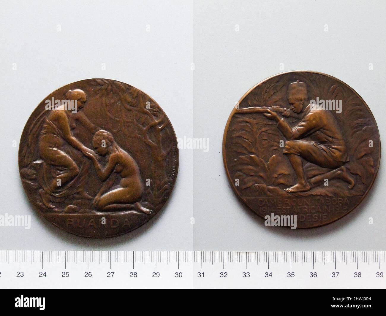 Medaille des Ersten Weltkriegs Afrika Medaille. Künstler: Joseph Witterwulghe, Belgier, 1883–1967 Stockfoto