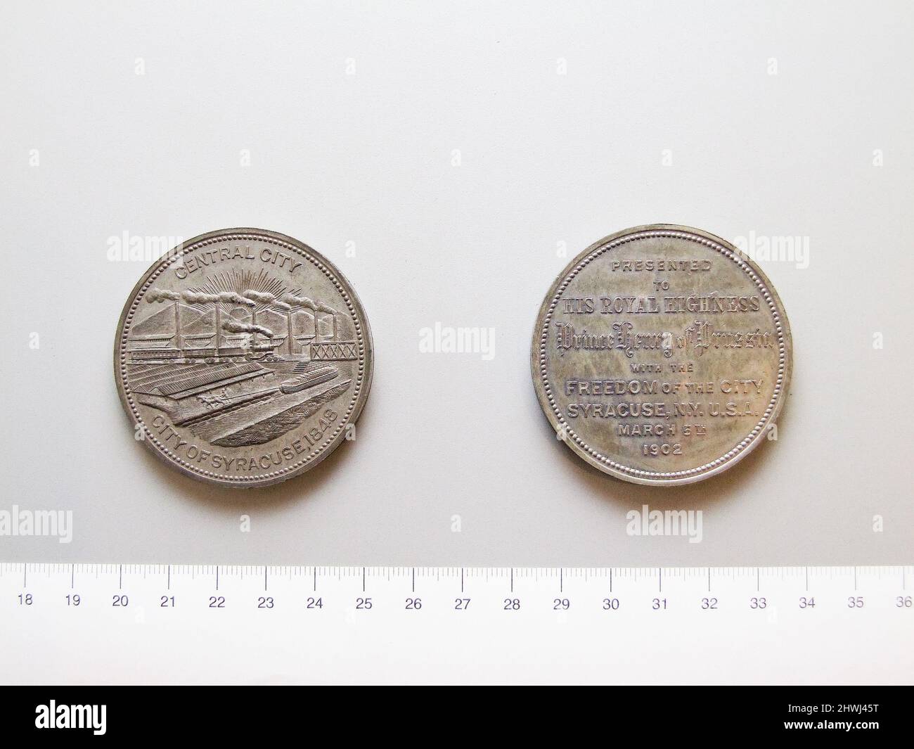 Medaille des Besuches von Prinz Heinrich von Preußen in Syrakus, New York. Thema: Heinrich, Prinz von Preußen, 1867–1929 Künstler: Unbekannt Stockfoto