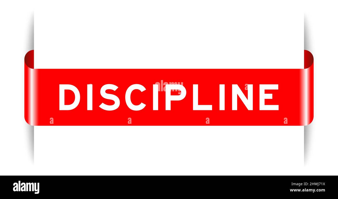 Rote Farbe eingefügtes Label Banner mit Wort Disziplin auf weißem Hintergrund Stock Vektor