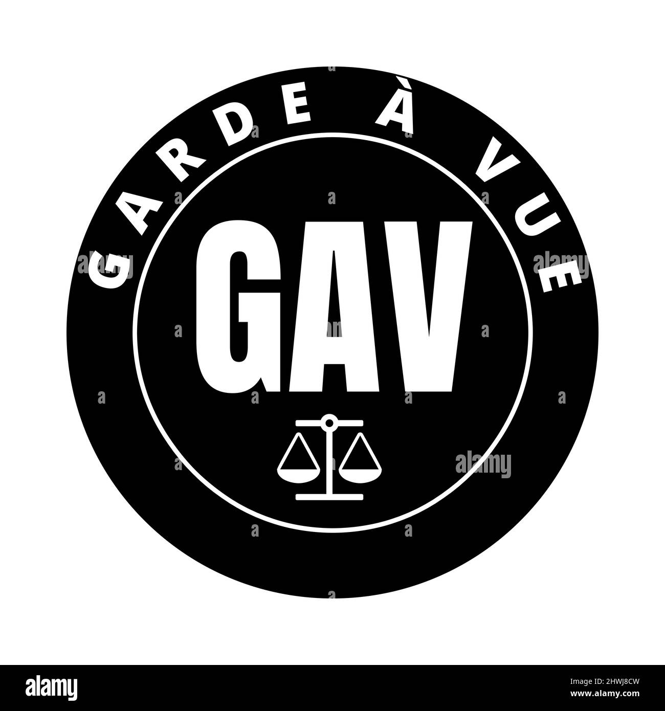 Das Symbol der Polizeigewahrsam in Frankreich nannte die GAV Garde in französischer Sprache eine vue Stockfoto