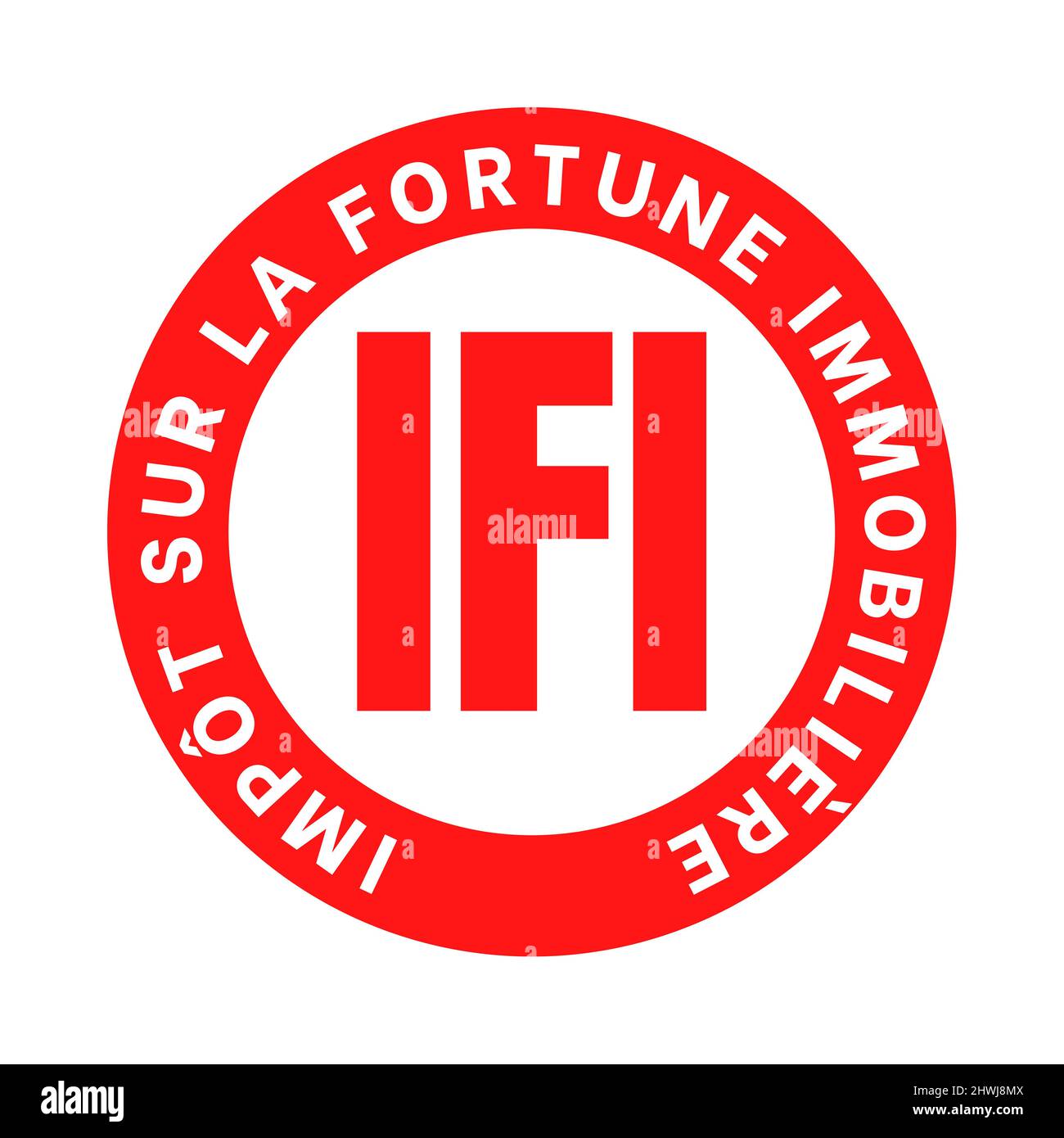IFI Immobiliensteuer in Frankreich Symbol genannt Impot sur la FORTUNE immobiliere in französischer Sprache Stockfoto