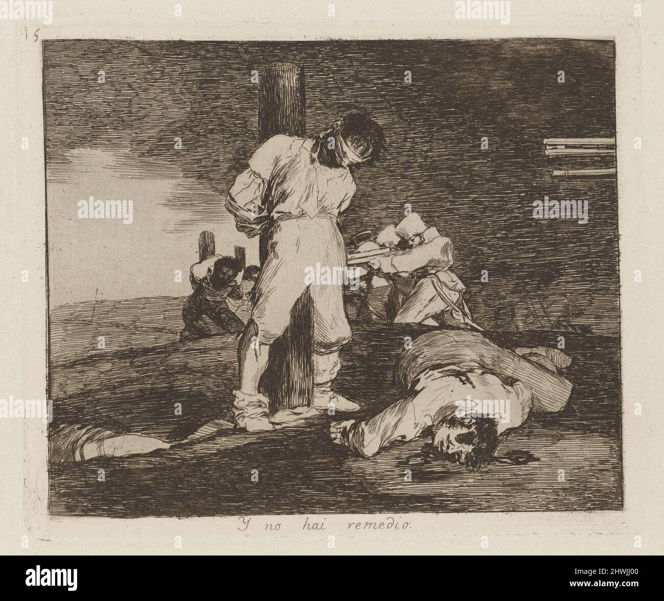 Y no hai remedio (und es gibt keine Hilfe dafür), pl. 15 aus der Serie Los desastres de la guerra (die Katastrophen des Krieges). Künstler: Francisco Goya, Spanisch, 1746–1828 Stockfoto