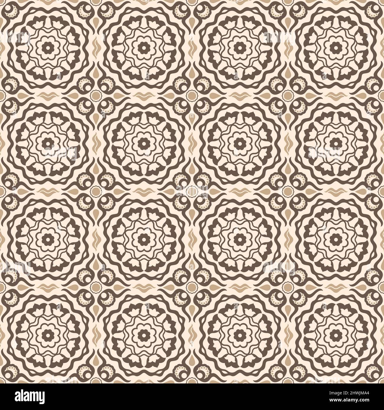 Nahtloses ornamentales Vektor-Muster in goldener Farbe mit orientalischem osmanischen Kaftan-Stil mit stilisierten Tulpenmotiven. Für Kleidung, Stoffdrucke, Stock Vektor