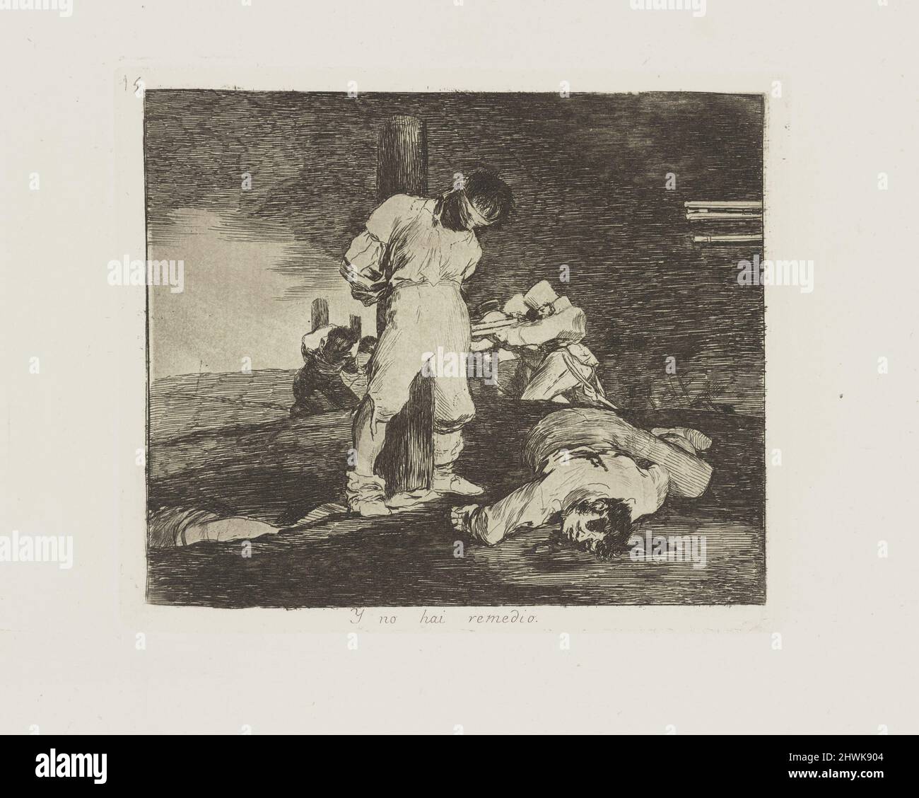 Kein Problem mit hai. (Und es gibt keine Hilfe dafür.), pl. 15 aus der Serie Los desastres de la guerra (die Katastrophen des Krieges). Künstler: Francisco Goya, Spanisch, 1746–1828 Stockfoto