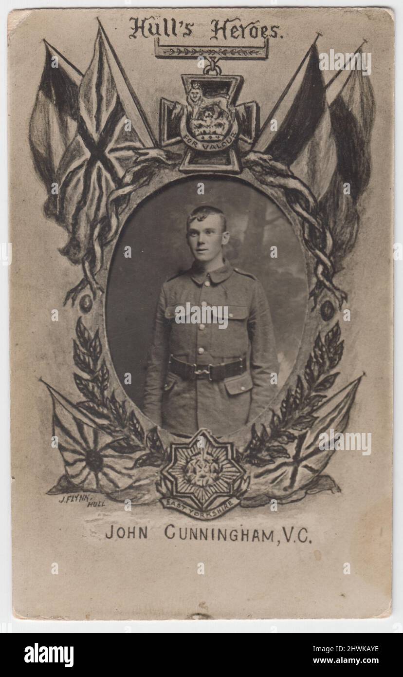 „Hull's Heroes. John Cunningham, V.C.': Portrait des Ersten Weltkriegs von John Cunningham, Empfänger des Victoria-Kreuzes für seine Aktionen während der Schlacht am Ancre, Teil der letzten Offensive der Schlacht an der Somme Stockfoto