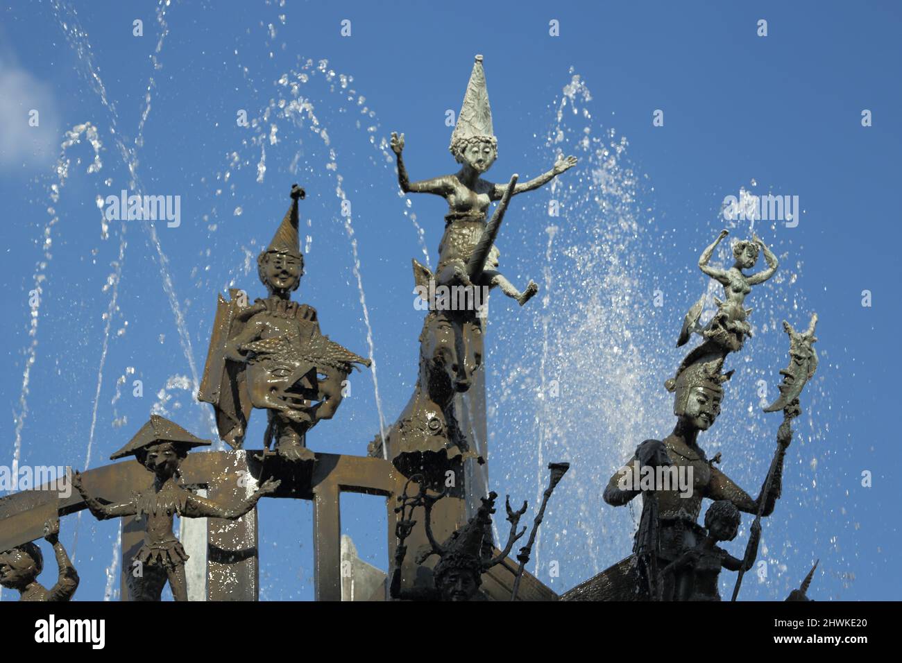 Detail aus dem Fastnachtsbrunnen, am Schillerplatz, in Mainz, Rheinland-Pfalz, Deutschland Stockfoto