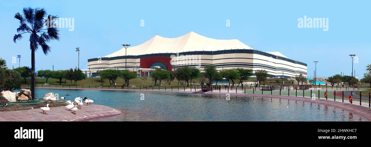 Al Bayt Stedium das Stadion wird das Eröffnungsspiel der FIFA Fußball-Weltmeisterschaft 2022 und die Spiele bis zum Halbfinale KATAR 06-03-2022 Stockfoto