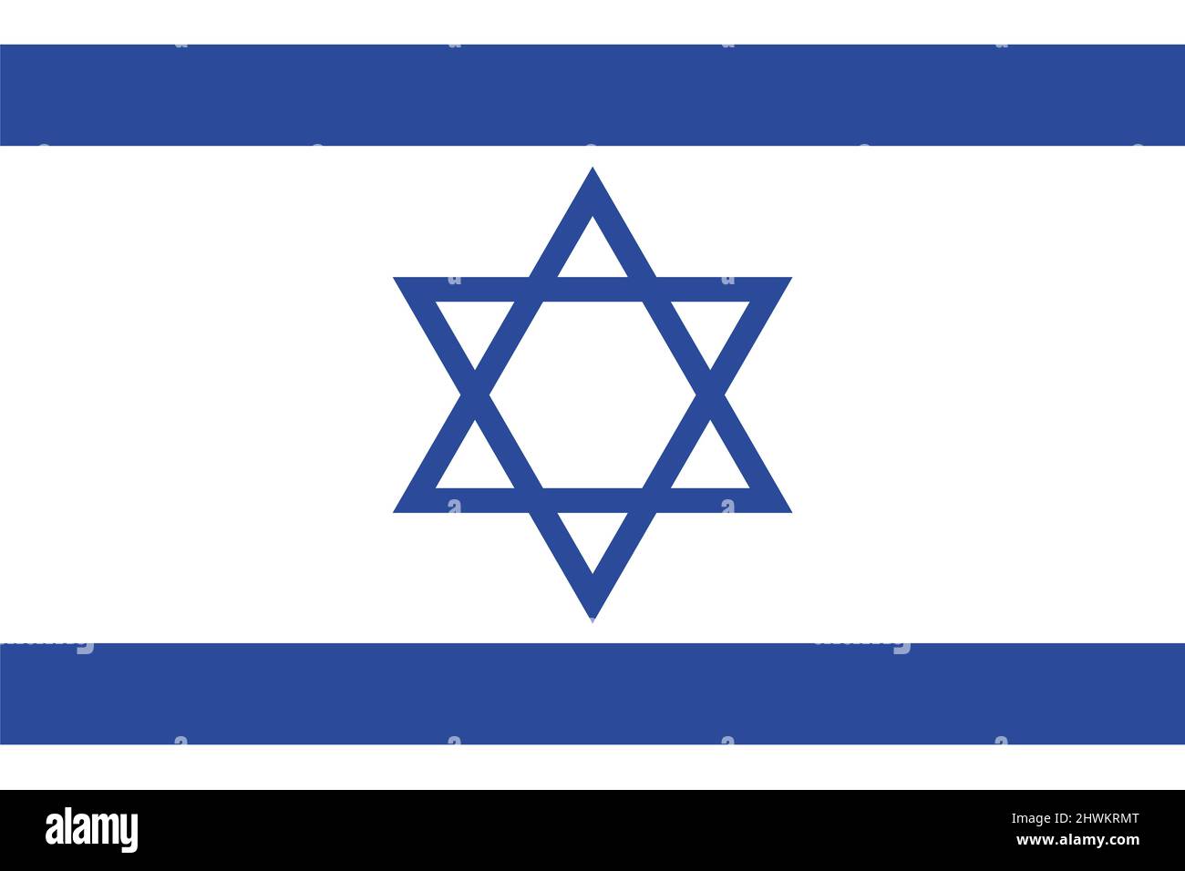 Israelische Flagge. Isolierte Nationalflagge Israels. Horizontales Design. Abbildung Stockfoto