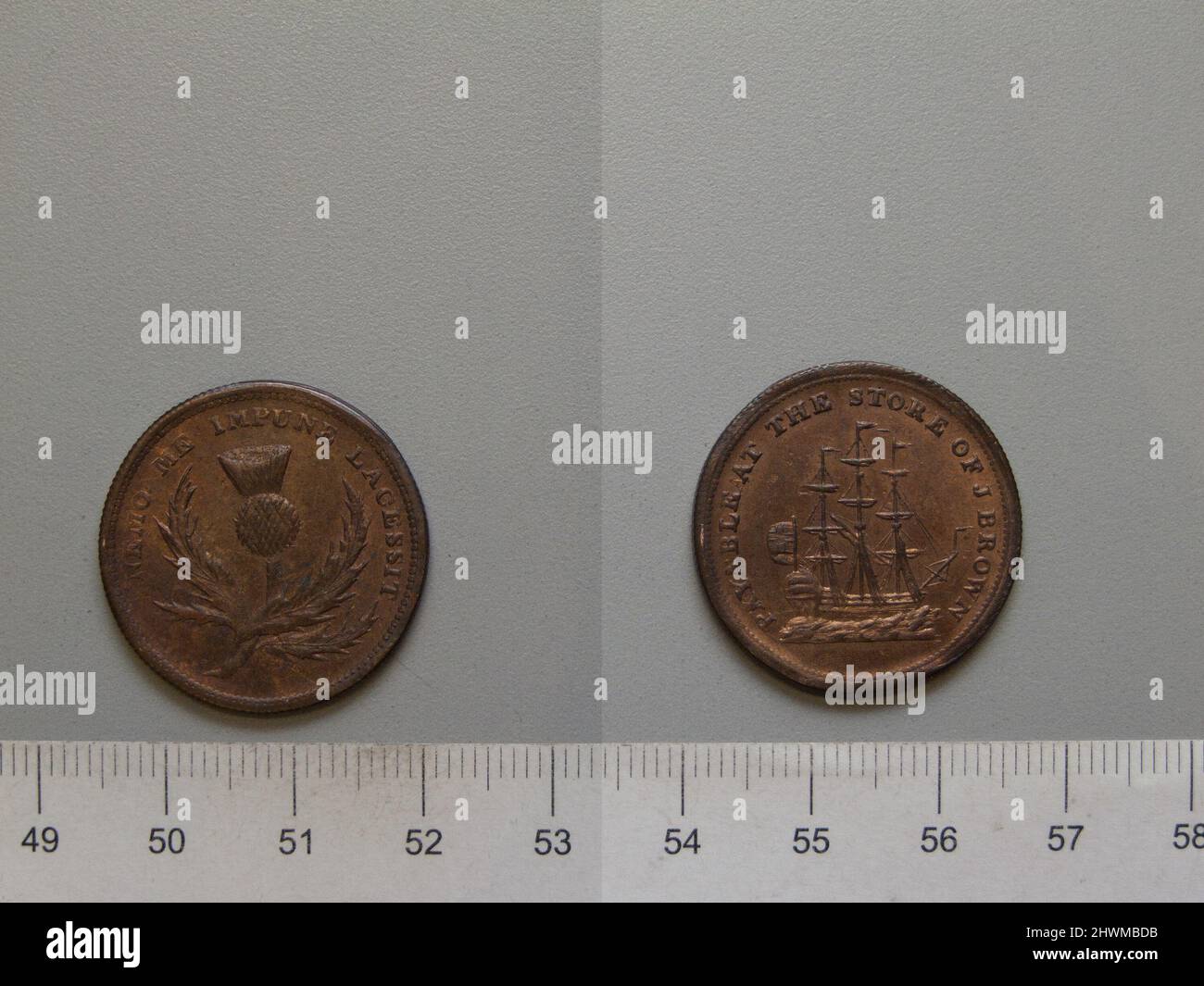 1 Cent Marke „J. Brown“ aus Nova Scotia. Mint: London Stockfoto