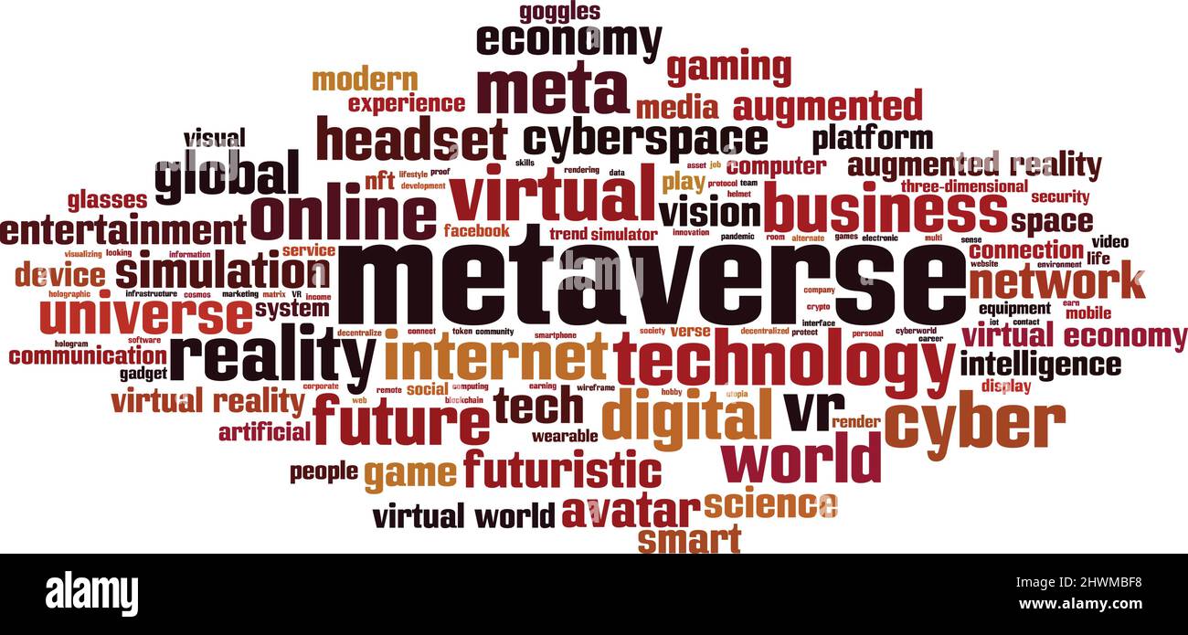 Metaverse Wort Cloud Konzept. Collage aus Worten über Metaverse. Vektorgrafik Stock Vektor