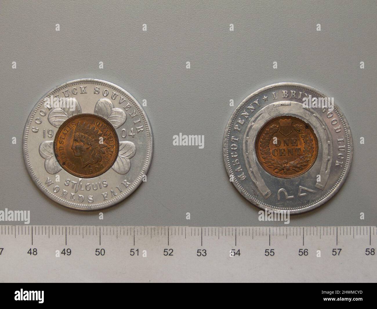 1 Penny mit Pan American Exposition. Thema: Pan American Exposition, 1901–1901 Künstler: Unbekannt Stockfoto