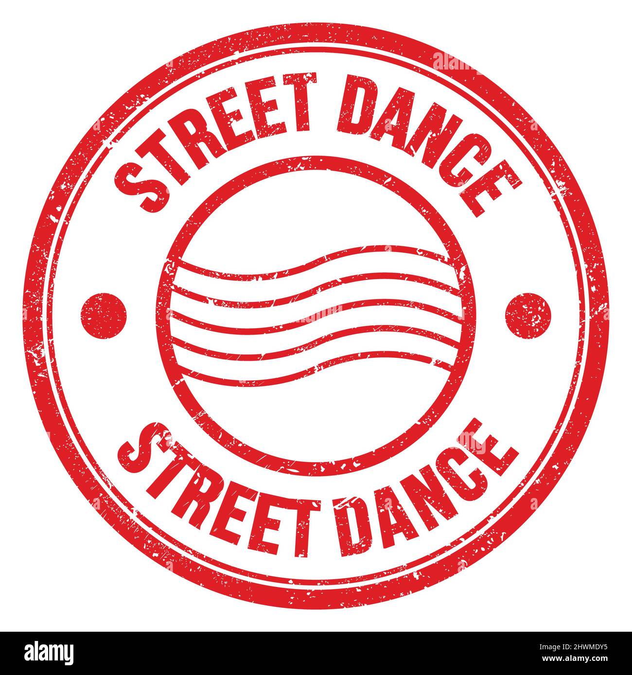 STRASSENTANZ-Wort auf rotem runden Briefmarkenschild geschrieben Stockfoto