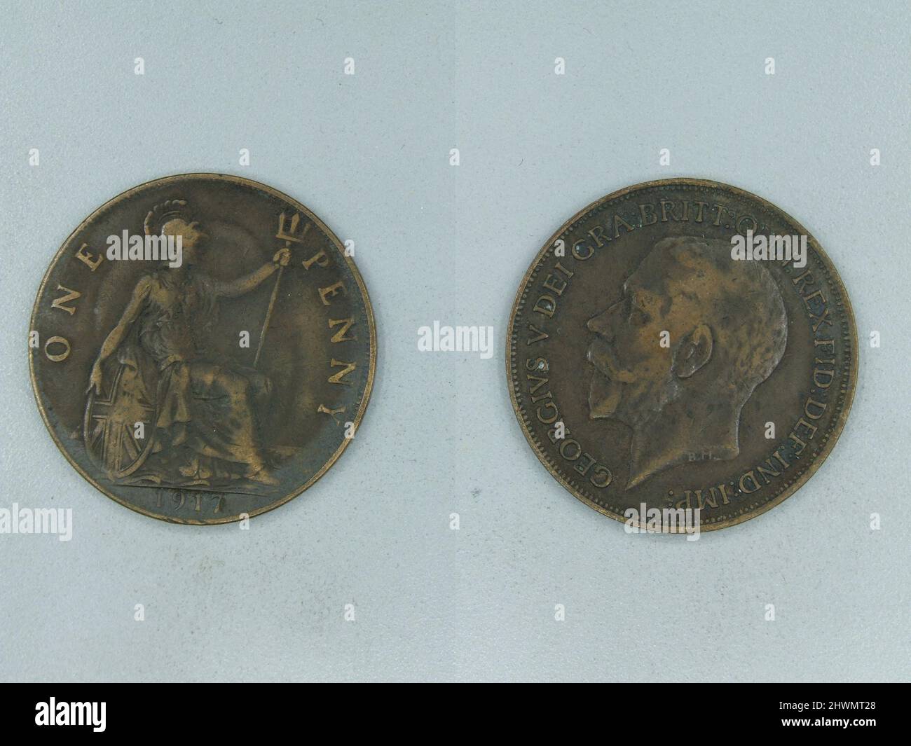1 Penny von George V., König von Großbritannien. Herrscher: George V, König von Großbritannien, Brite, 1865–1936 Künstler: Unbekannt Stockfoto