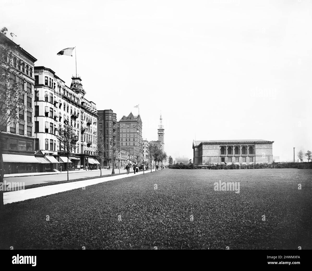 Art Institute of Chicago und Grant Park (rechts), Michigan Avenue (links), Chicago, Illinois, USA, Detroit Publishing Company, 1902 Stockfoto