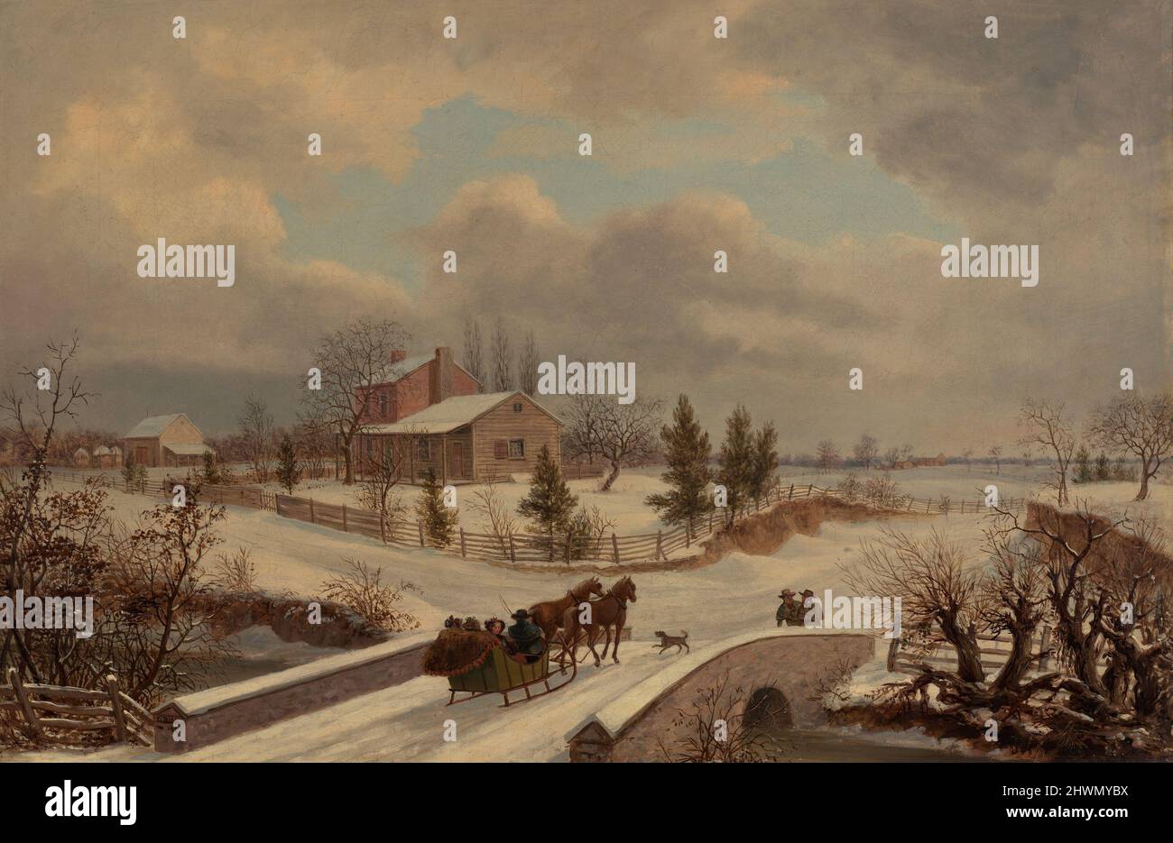 Pennsylvania Winterszene. Künstler: Thomas Birch, Amerikaner, geboren in England, 1779–1851 Stockfoto