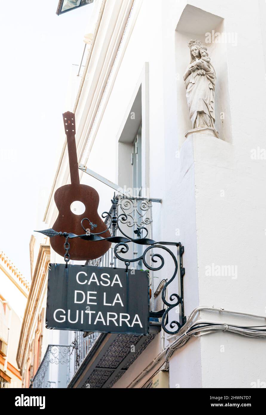 Casa de la Guitarra Flamenco-Platz und Museum in einem Haus aus dem 18.. Jahrhundert in der Calle Meson del Moro, Sevilla, Spanien Stockfoto