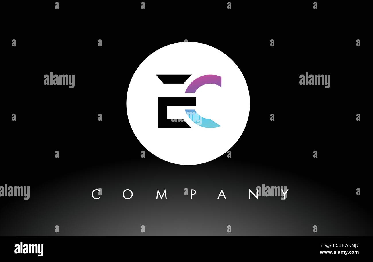 EC-Logo. Letter Design Vektor mit lila und schwarzen Farben. Stock Vektor