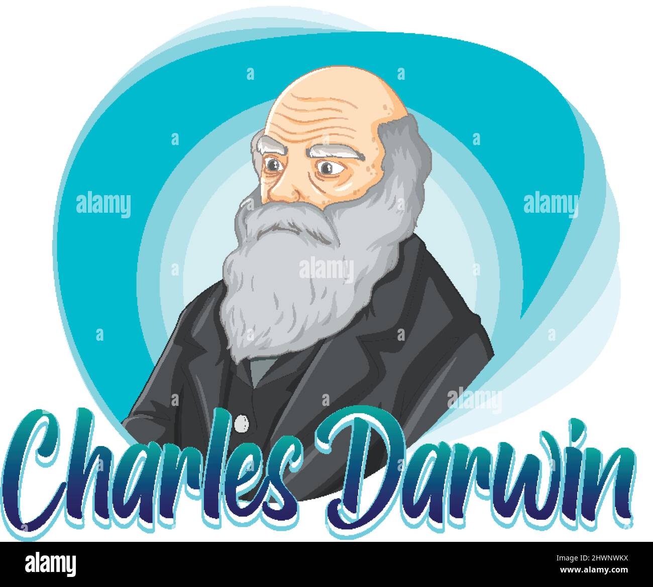 Porträt von Charles Darwin in Cartoon-Stil Illustration Stock Vektor