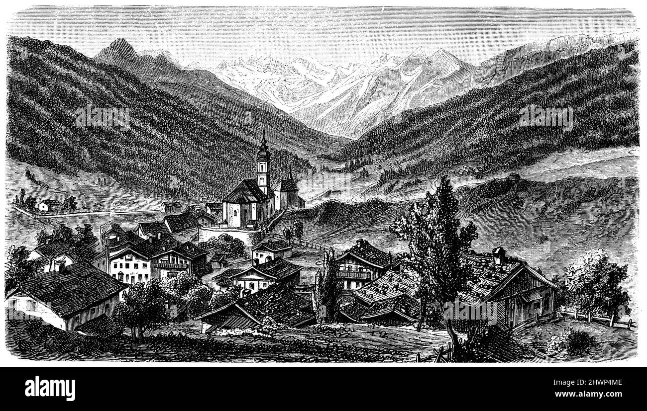 Gossensaß an der Brennerbahn, , (Enzyklopädie, 1893), Gossensaß an der Brennerbahn, Gossensaß sur le chemin de fer du Brenner Stockfoto