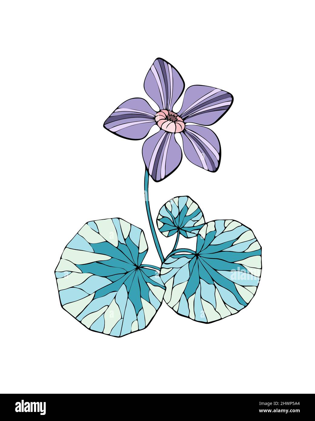 Marsh Marigold – Caltha palustris. Handgezeichnete Doodle-Skizze, Kunst, Kontur. Vektorgrafik Stock Vektor