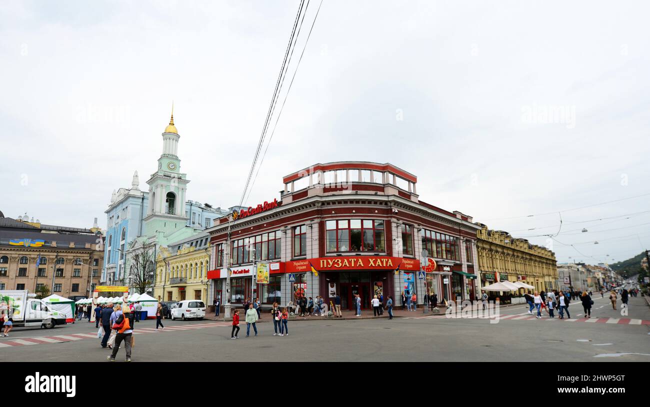 Historisches Podil-Viertel in Kiew, Ukraine. Stockfoto