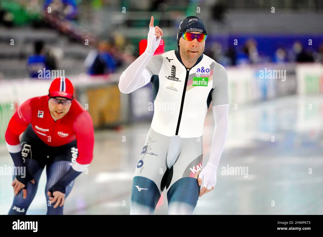 Nico Ihle (GER) über 1000m Männer während der ISU-Eisschnelllauf-Weltmeisterschaft Sprint und Allround am 3. März 2022 im Vikingskipet in Hamar, Norwegen Foto von SCS/Soenar Chamid/AFLO (HOLLAND OUT) Stockfoto