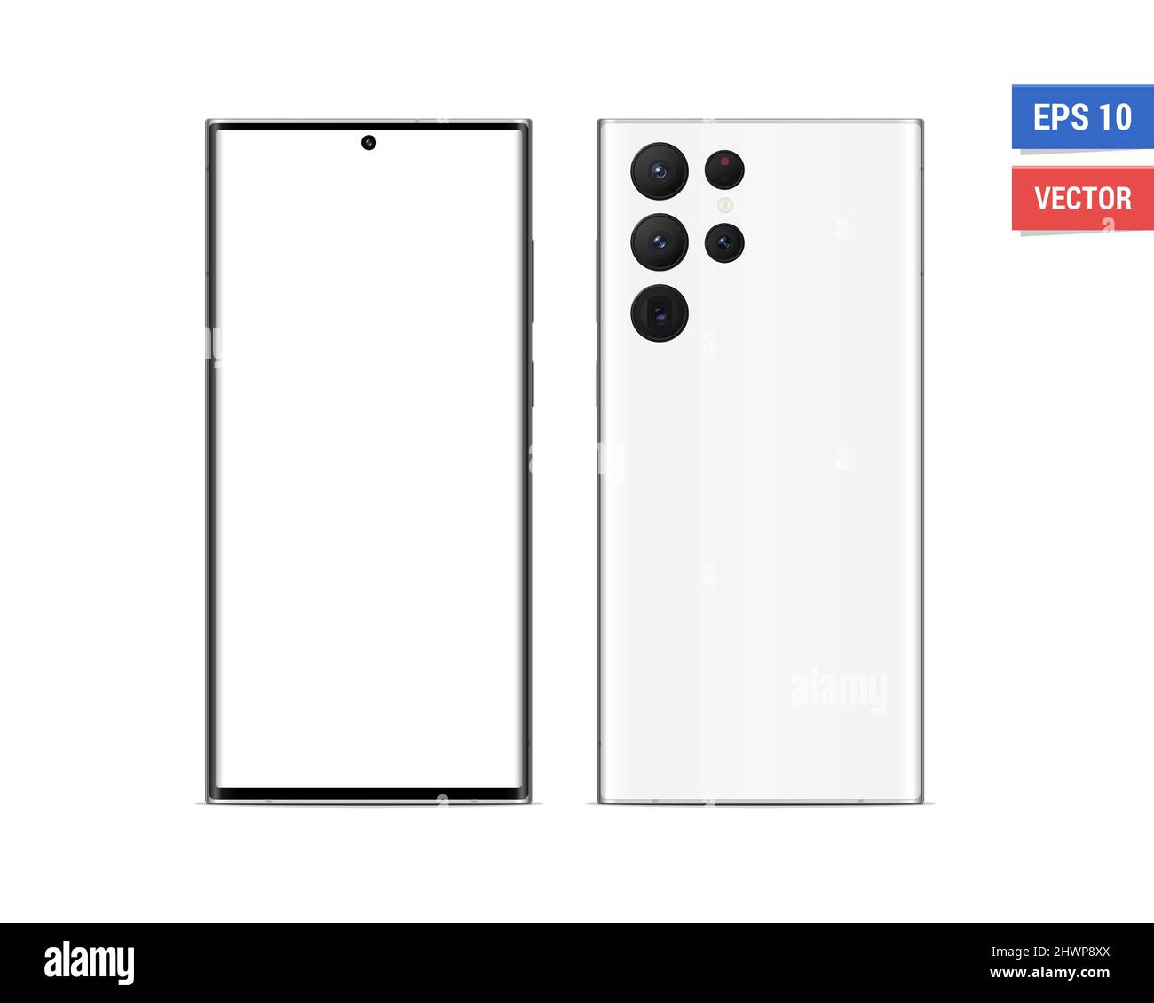 Realistische Vektor flach Modell Samsung Galaxy S22 Ultra mit leerem  Bildschirm isoliert auf weißem Hintergrund. Skalieren Sie das Bild in  beliebiger Auflösung Stock-Vektorgrafik - Alamy