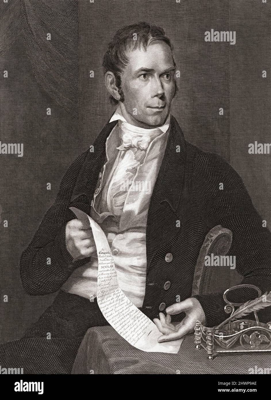 Henry Clay, 1777 - 1852. Amerikanischer Staatsmann und Redner, der 9. Außenminister der Vereinigten Staaten wurde. Stich von 1822 von Peter Maverick nach einem Gemälde von Charles Bird King. Stockfoto