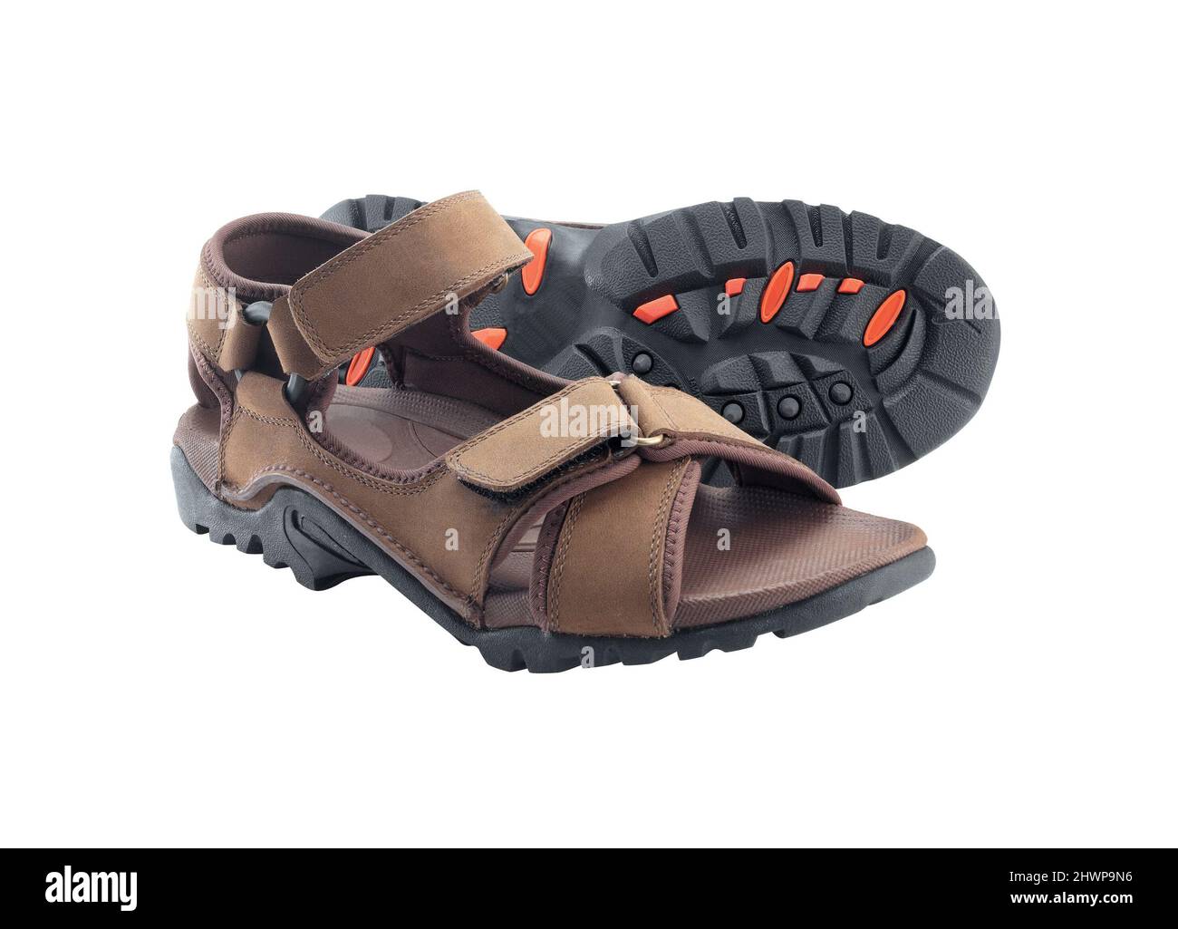 Paar modische Leder-Sandalen für Herren Stockfoto