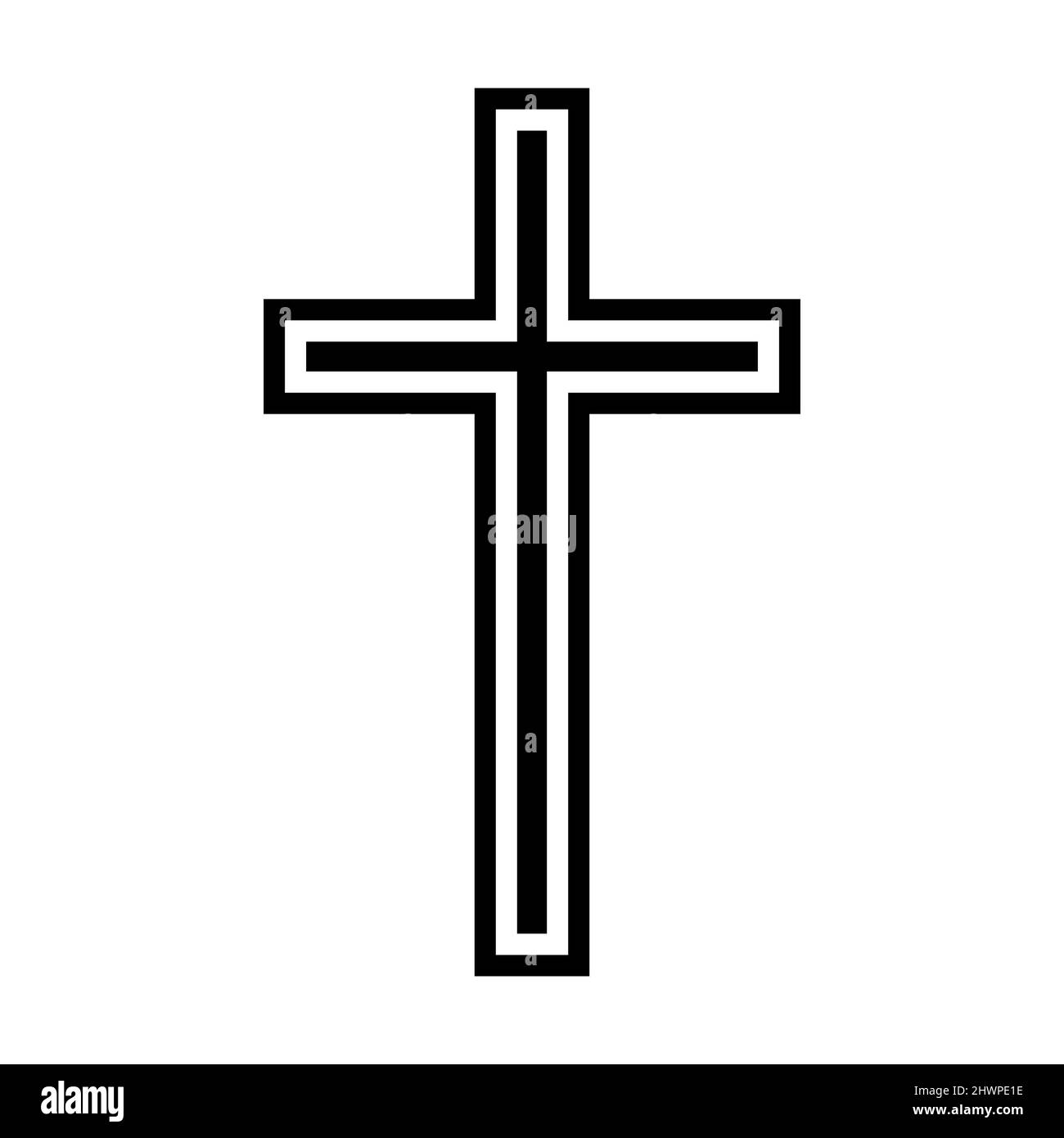 Doppeltes christliches Kreuz Kruzifix Symbol des Glaubens und der Liebe zu Gott Jesus Chrestos Sohn Gottes Stock Vektor