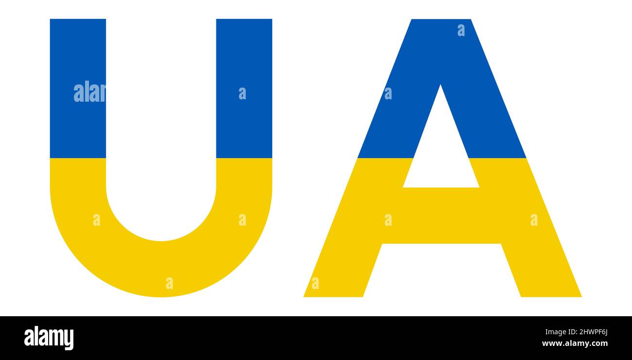 UA Buchstaben Symbolschild ukraine Flagge Farbe ukraine gelb blau UA Stock Vektor