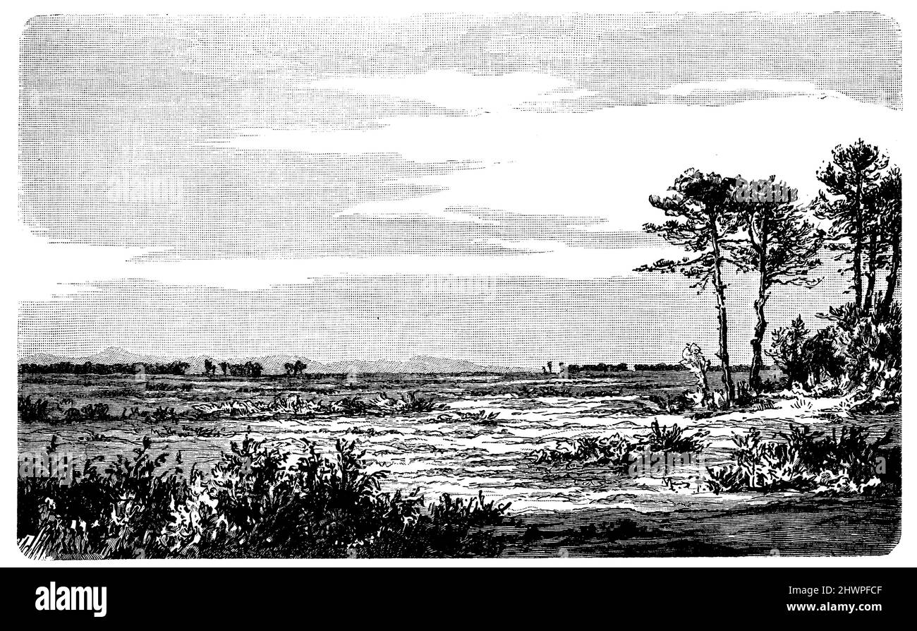 Land der Gascogne, , (Atlas, 1909), Lande der Gascogne, Pays de Gascogne Stockfoto